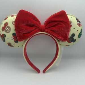 Disney Loungefly Mickey & Minnie Mouse Holiday Cookie Ears Headband Christmas